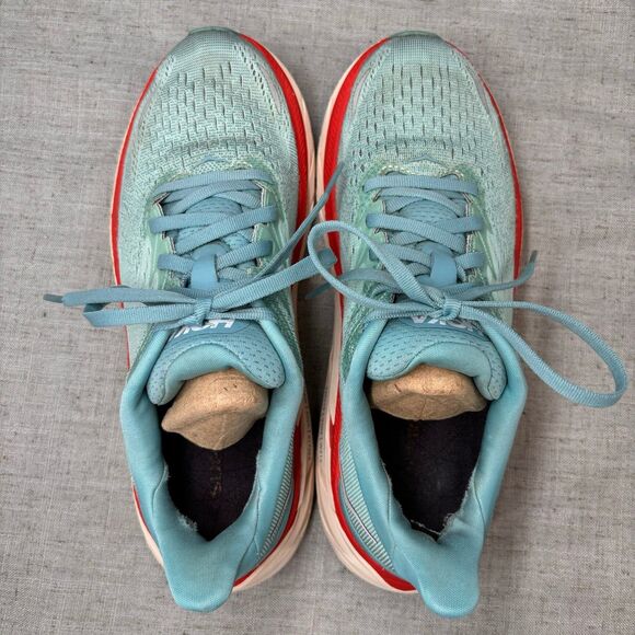Hoka‎ One One Clifton 8 Shoes Blue & Red Mesh Running Lace Up Women's 7 - Picture 6 of 11